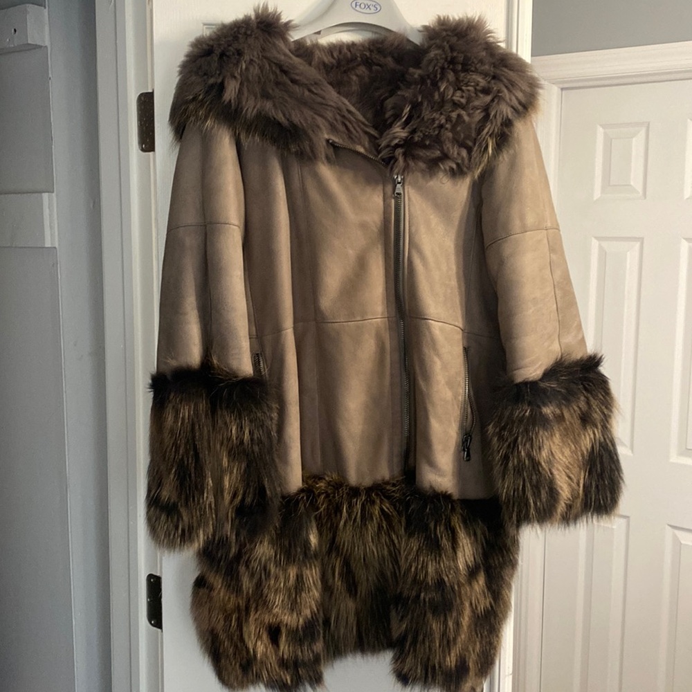 FUR COAT- Genuine leather and Shearling fur coat from Italy